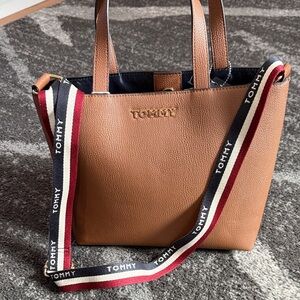 NWT Tommy Hilfiger Tan Tote with Striped Strap